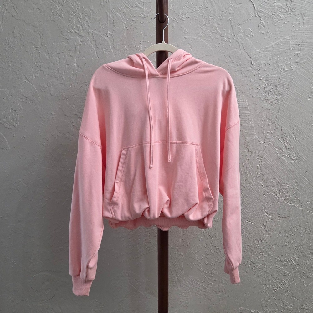T178.‎ Gathered Bubble Hem Cropped Hoodie